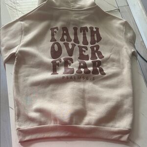 Source Unknown Cream Sweatshirt with Brown "Faith Over Fear" Back Print